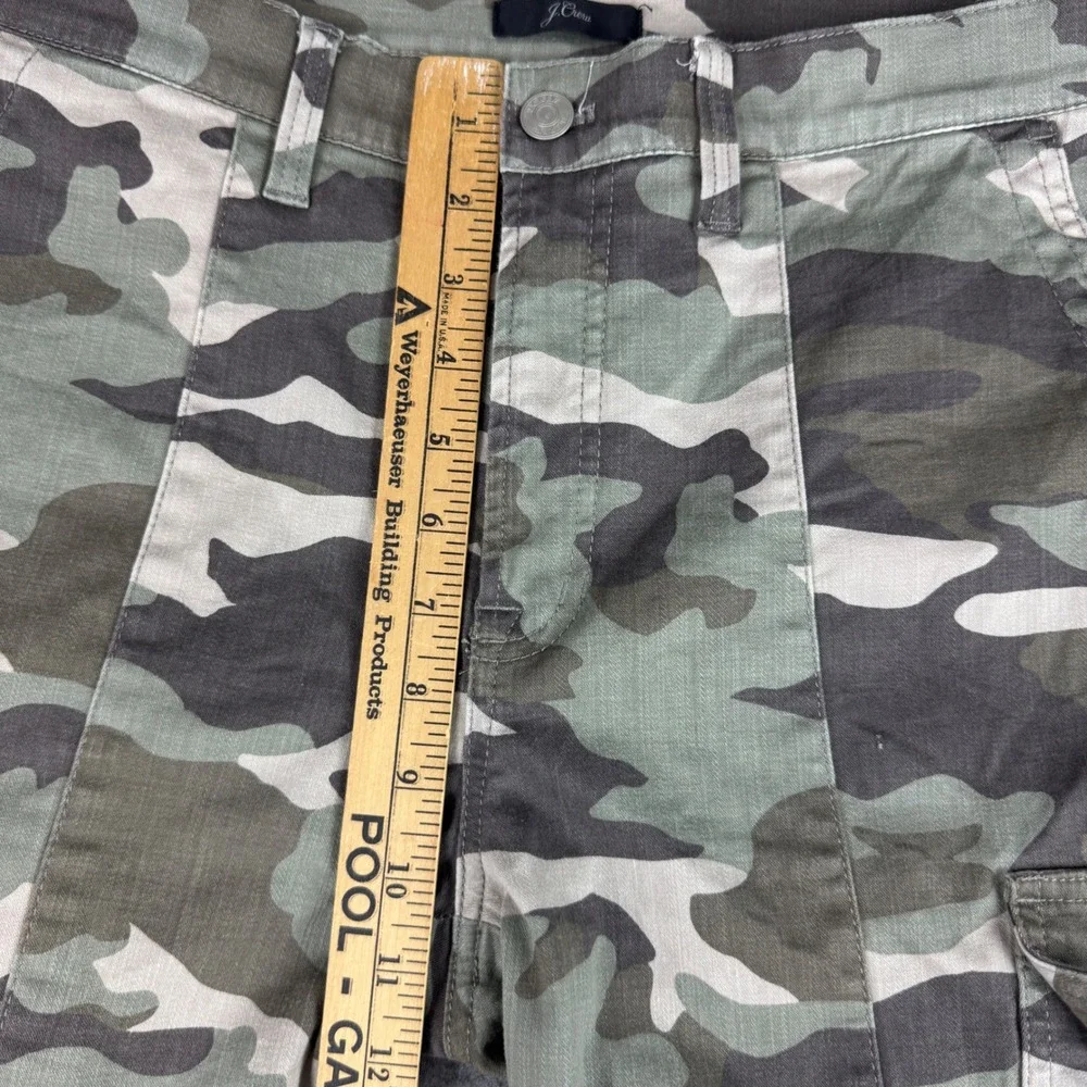 J. Crew Vintage Straight Cargo Pants Green Camo Size 30 Women Stretch Utility